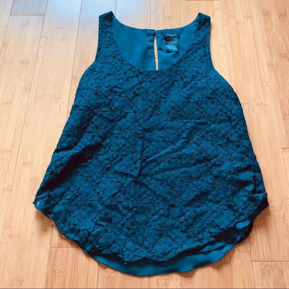 Aritzia Talula Green Lace Sleeveless Tank Top S